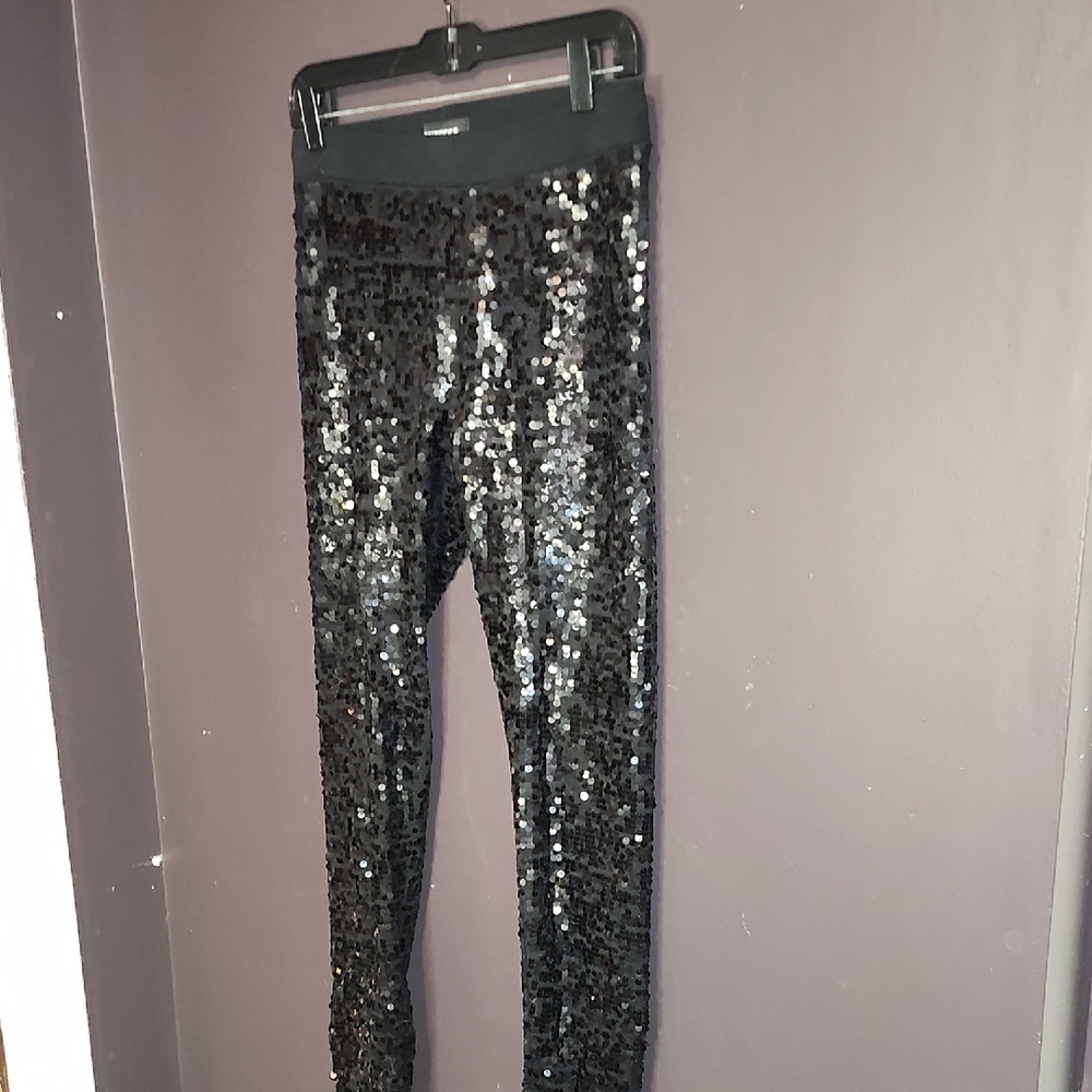 Express Black Sequin Leggings